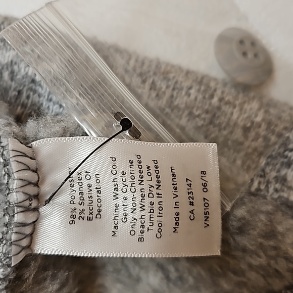 TALBOTS FLEECE MOCKNECK SWEATER COAT GRAY BUTTON DOWN SP PETITE POCKETS LIKE NEW - Picture 10 of 10